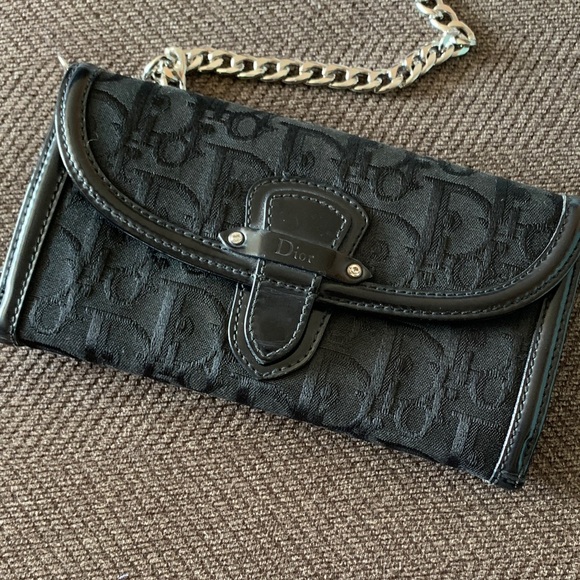 Dior Handbags - Dior Black trotter Monogram Clutch with Chain bifold wallet